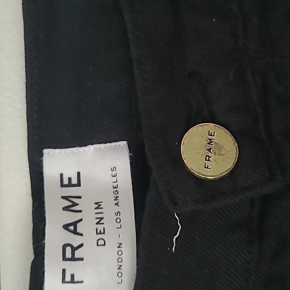 FRAME Le Cutoff Cuffed Mid-Rise Denim Shorts black Size 28 - Picture 9 of 11